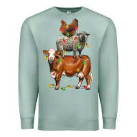 Seafoam Christmas cow sheep and chicken Premium Sweatshirt - LillyAllenDesigns
