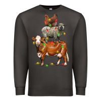 Smoke Christmas cow sheep and chicken Premium Sweatshirt - LillyAllenDesigns