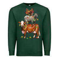 Sports Green Christmas cow sheep and chicken Premium Sweatshirt - LillyAllenDesigns