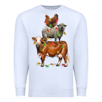 White Christmas cow sheep and chicken Premium Sweatshirt - LillyAllenDesigns