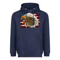 Navy Western American Flag Eagle Heavyweight Hoodie - LillyAllenDesigns