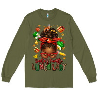 Army Green santas favorite lunch lady afro messy bun Long Sleeve Tee - texasbilliewilder