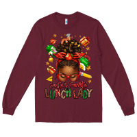 Burgundy santas favorite lunch lady afro messy bun Long Sleeve Tee - texasbilliewilder