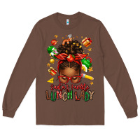 Chestnut santas favorite lunch lady afro messy bun Long Sleeve Tee - texasbilliewilder
