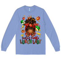 Colony Blue santas favorite lunch lady afro messy bun Long Sleeve Tee - texasbilliewilder