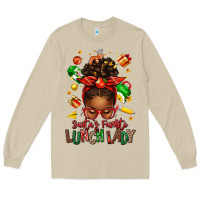 Mushroom santas favorite lunch lady afro messy bun Long Sleeve Tee - texasbilliewilder