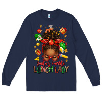Navy santas favorite lunch lady afro messy bun Long Sleeve Tee - texasbilliewilder