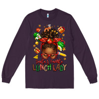Plum santas favorite lunch lady afro messy bun Long Sleeve Tee - texasbilliewilder
