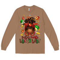 Toasted Coconut santas favorite lunch lady afro messy bun Long Sleeve Tee - texasbilliewilder