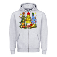 Heather Grey christmas with softball trees bbs Zipper Hoodie - BundleAndBundleShop