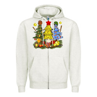 Oatmeal Heather christmas with softball trees bbs Zipper Hoodie - BundleAndBundleShop
