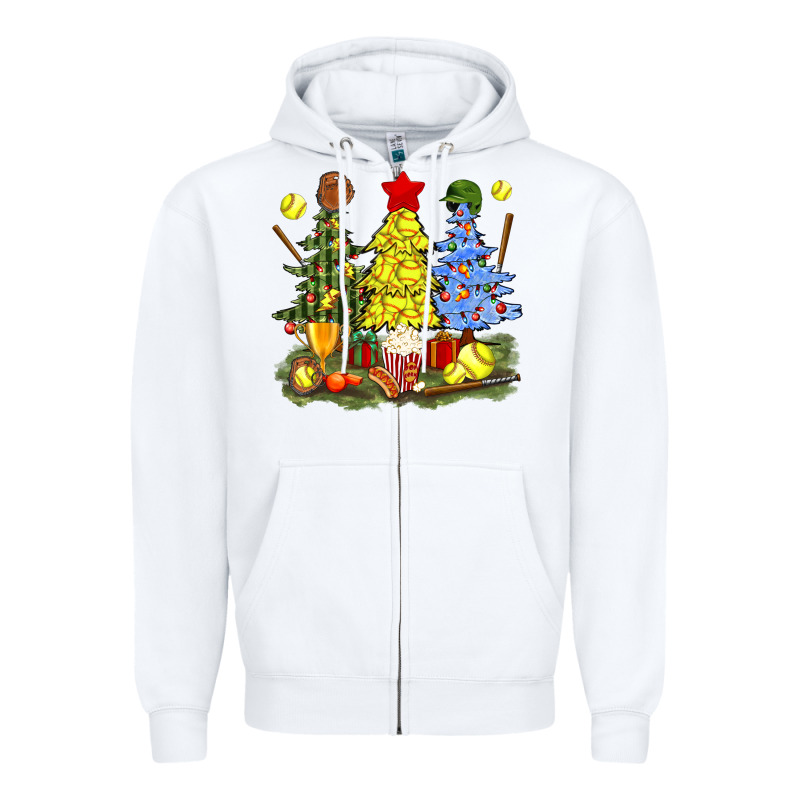 Christmas With Softball Trees Bbs Zipper Hoodie by BundleAndBundleShop | Teevron
