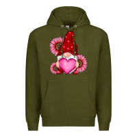 Army Green valentine's day with sunflowers gnomes Premium Hoodie - RanaPortraitStore