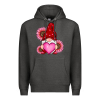 Charcoal Heather valentine's day with sunflowers gnomes Premium Hoodie - RanaPortraitStore