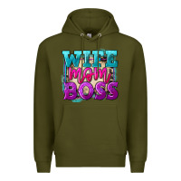 Army Green Wife mom boss Mother's Day Premium Hoodie - FaDigitalArtStudio