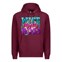 Burgundy Wife mom boss Mother's Day Premium Hoodie - FaDigitalArtStudio