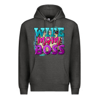 Charcoal Heather Wife mom boss Mother's Day Premium Hoodie - FaDigitalArtStudio