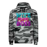 Slate Camo Wife mom boss Mother's Day Premium Hoodie - FaDigitalArtStudio