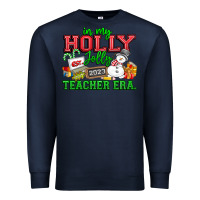 Navy In My Holly Jolly Teacher Era Premium Sweatshirt - CowhideDigitalArt