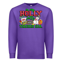 Purple In My Holly Jolly Teacher Era Premium Sweatshirt - CowhideDigitalArt