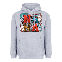 Heather Grey Baseball nana leopard frame Heavyweight Hoodie - LillyAllenDesigns