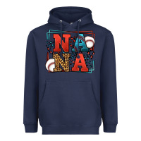 Navy Baseball nana leopard frame Heavyweight Hoodie - LillyAllenDesigns