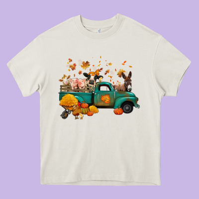 Fall Farm Animals Truck Nancy Heavy Core Tee Designed By Nancycooperartshop