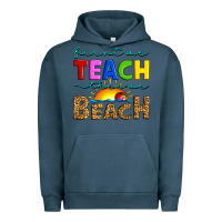 Pigment Midnight Navy first we teach then we beach Urban Hoodie - Artiststas