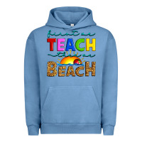 Pigment Pebble Blue first we teach then we beach Urban Hoodie - Artiststas