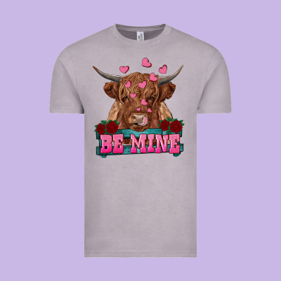 Be Mine Highland Cow Vintage Tee Designed By Ranaportraitstore