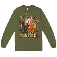 Army Green Flannels boots and bonfires Long Sleeve Tee - NancyCooperArtShop