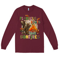 Burgundy Flannels boots and bonfires Long Sleeve Tee - NancyCooperArtShop