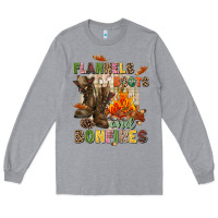 Heather Grey Flannels boots and bonfires Long Sleeve Tee - NancyCooperArtShop