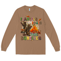 Toasted Coconut Flannels boots and bonfires Long Sleeve Tee - NancyCooperArtShop