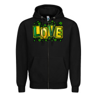 Black St. Patrick's Day love Zipper Hoodie - FaDigitalArtStudio