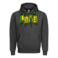 Charcoal Heather St. Patrick's Day love Zipper Hoodie - FaDigitalArtStudio