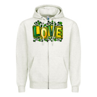 Oatmeal Heather St. Patrick's Day love Zipper Hoodie - FaDigitalArtStudio