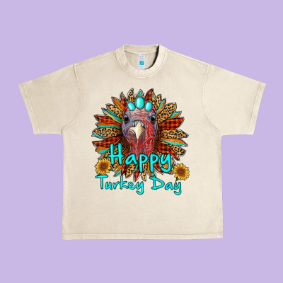 Happy Turkey Day Sunflower Urban Heavy Tee Designed By Ranaportraitstore