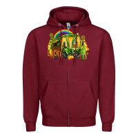 Burgundy lucky gnomes truck St. Patrick's Day Zipper Hoodie - FaDigitalArtStudio