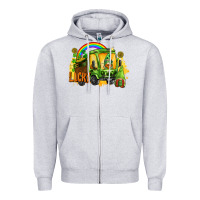 Heather Grey lucky gnomes truck St. Patrick's Day Zipper Hoodie - FaDigitalArtStudio