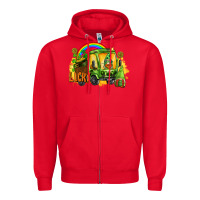 Red lucky gnomes truck St. Patrick's Day Zipper Hoodie - FaDigitalArtStudio