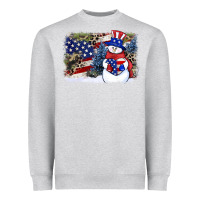 Heather Grey Patriotic snowman background 4th of july Heavyweight Sweatshirt - HowdyJamesFarm