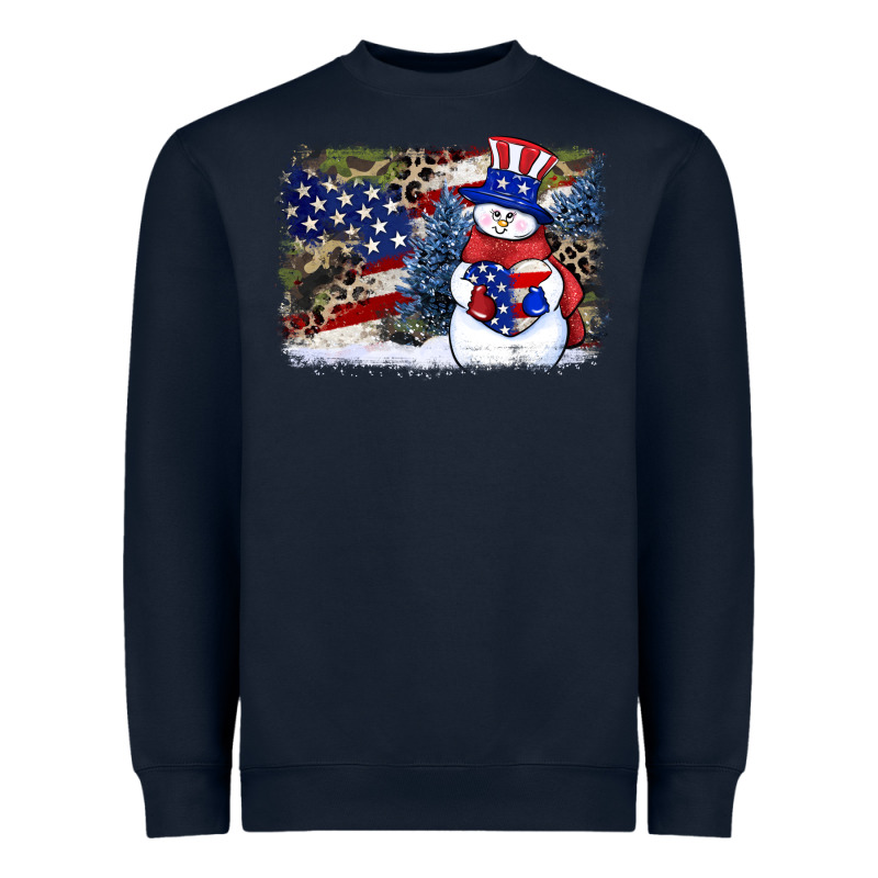 Patriotic Snowman Background 4th Of July Heavyweight Sweatshirt by HowdyJamesFarm | Teevron