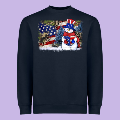 Patriotic Snowman Background 4th Of July Heavyweight Sweatshirt Designed By Howdyjamesfarm