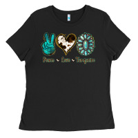 Black Peace Love Turquoise Ladies Tee - Jasminsmagicworld