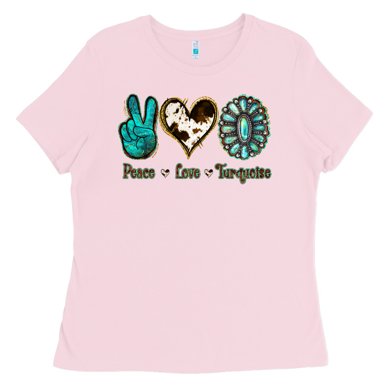 Peace Love Turquoise Ladies Tee by Jasminsmagicworld | Teevron