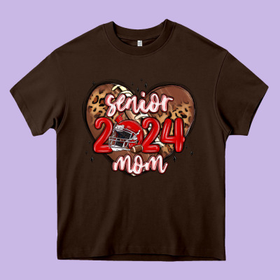 Senior 2024 Mom Football Heavy Core Tee Designed By Maliassmallbusiness