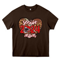 Chocolate Brown senior 2024 mom football Heavy Core Tee - MaliasSmallBusiness