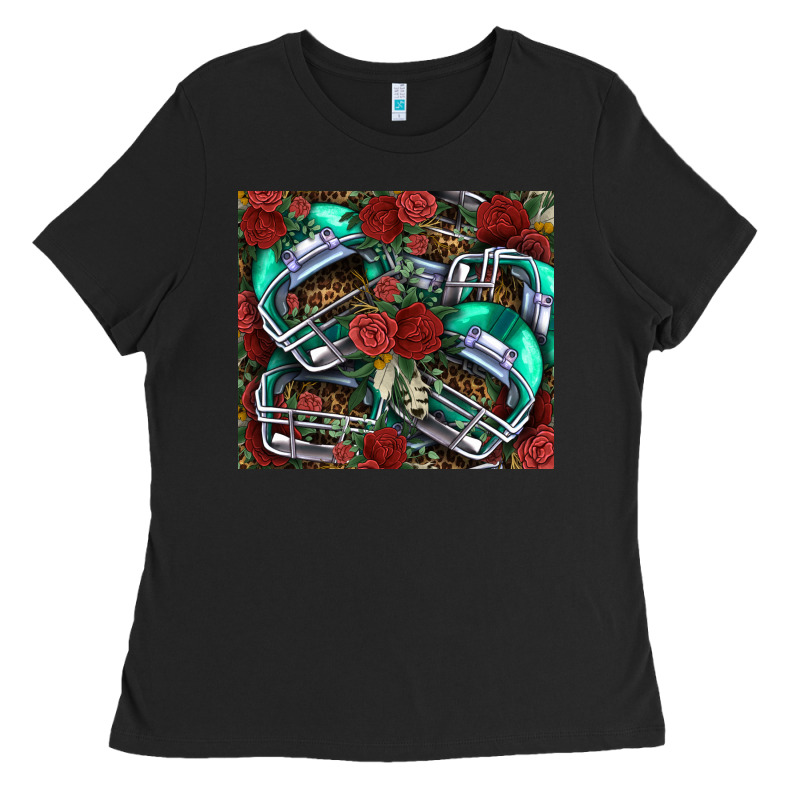Floral American Football  Helmet Ladies Tee by NancyCooperArtShop | Teevron
