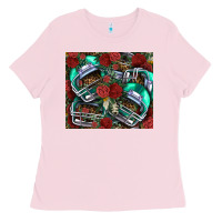 Bubblegum Pink floral american football  helmet Ladies Tee - NancyCooperArtShop